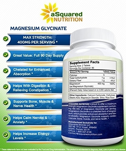 Compre Magnesium Glycinate 400mg 180 Tablets Max Strength Magnesium Bisgl Grabr Entregas P2p Internacional